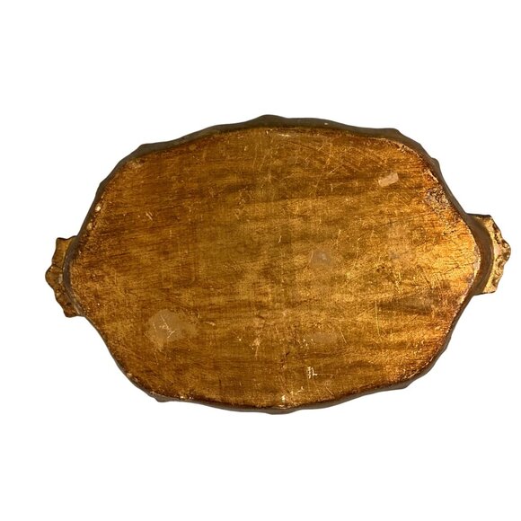 Vintage Florentine Gilded Wooden Tray From Italy Turquoise Blue And Gold - Picture 2 of 4